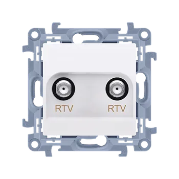 Elektrická zásuvka SIMON 10 CAK2F.01/11 Anténní zásuvka RT-RTVV (strojek s krytem), 1x vstup: 5-1000 MHz, bílá