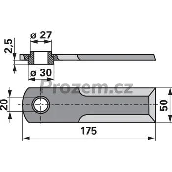 Pracovní nůž Nůž drtiče pro Case IH, 175/4,5/50/20 mm, hladký, 1994760C4, 193361A1