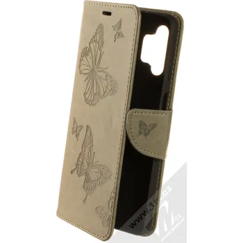 Pouzdro na mobilní telefon 1Mcz Bridges Roj motýlů 1 Book flipové pouzdro pro Samsung Galaxy A32 5G, Galaxy M32 5G šedobéžová (taupe)