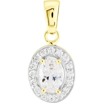 Přívěsek Cutie Jewellery Z8056-10 Oválný zlatý přívěsek se zirkony ve stylu HALO Z8056 – zlatý šperk ryzosti 585/1000 v Dárkovém balení s Certifikátem GLPCB-02110