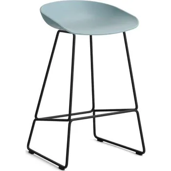 Barová židle HAY Barová stolička AAS 38 Low Black Powder Coated Steel, dusty blue
