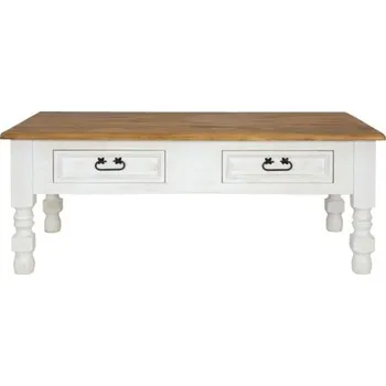 Konferenční stolek Rustikální konferenční stolek WHITE HOME MES07A vyřezáváné nohy Barevné provedení: Bílý vosk K17 - bezbarvý vosk K09