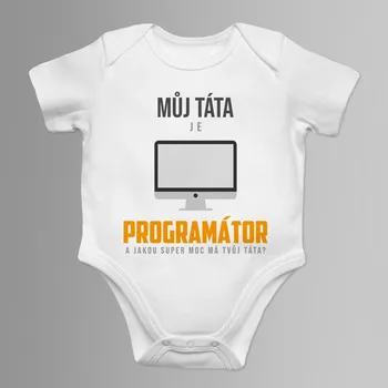 Žertovný předmět Můj táta je programátor - dětské body s potiskem