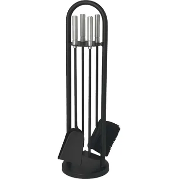 Prémiové krbové nářadí, Lienbacher 21.02.126.2, 4-dílné, černé, rukojeti nerez