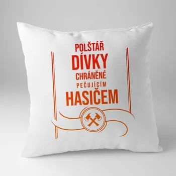 Žertovný předmět Polštář dívky chráněné pečujícím hasičem - polštář s potiskem