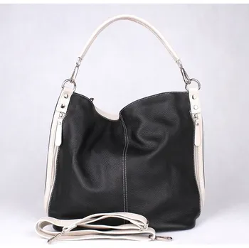 Kabelka Kožená černo-bílá kabelka na rameno i crossbody 7733