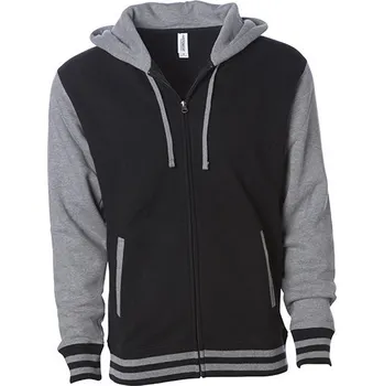 Pánská mikina Independent Dvojbarevná unisex mikina Varsity s kapucí a zipem Barva: černá - šedý melír, Velikost: M NP351