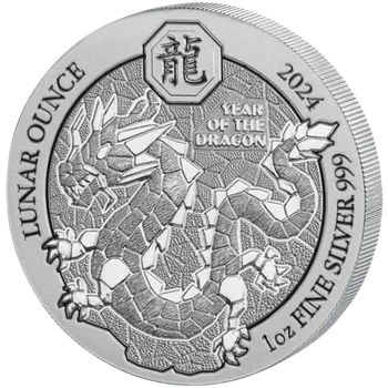 Stříbrná mince Rwanda Lunar Year of the Dragon (Rok draka) 1 Oz 2024