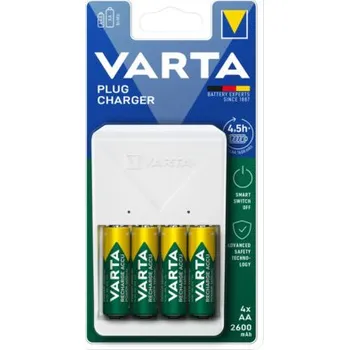 Nabíječka baterií Nabíječka Varta Plug Charger + 4x baterie AA 2600 mAh