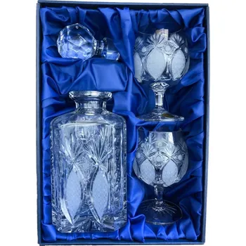 Sklenice BOHEMIA CRYSTAL Sada na rum, koňak, brandy Bohemia Crystal karafa a 2 sklenice - brus Paříž