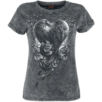 Dámské tričko Tričko Gotika z Spiral - Raven Heart - Ženy - šedá