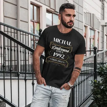 Žertovný předmět Limitovaná edice: jméno + rok narození (verze delux) - pánské tričko s potiskem - personalizovaný produkt