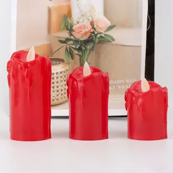 Vánoční dekorace LED svíčka s tekoucím voskem ve 3 velikostech (červená) Velikost: Malá