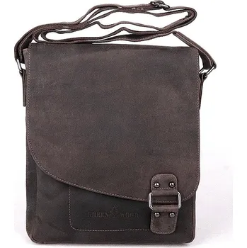 Střední/velká pánská kožená crossbody taška GreenWood no. 836 tmavěhnědá