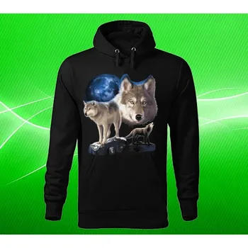 Pánská mikina mikina s vlky , vlci na skále 5XL (mikina s kapucí )