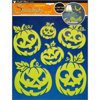 Samolepící dekorace Samolepky na zeď dýně svítící ve tmě, 32 x 31cm