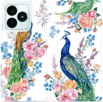 Pouzdro na mobilní telefon Flipové pouzdro Mobiwear - Realme C51 - MX08S Pávi (Knížkové flip pouzdro, obal, kryt na mobil Realme C51 - MX08S Pávi, materiál Umělá kůže + TPU - ochrana 360°, stojánek, silikonová vanička, magnetické zavírání)