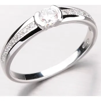 Prsten Dámský prsten bílé zlato 585 zirkon DZ2106-B velikost 60