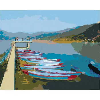 Diamondi Diamantové malování - LOĎKY NA JEZEŘE Rozměr: 40x50 cm, Rámování: vypnuté plátno na rám