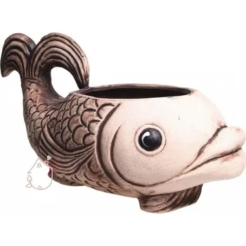 Květináč Venkovní keramický květináč ryba Alvin hnědý