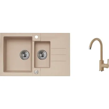 Granitový dřez Alveus ROCK 70 BÉŽOVÁ Set - různé typy baterií Dřez / Set: Set, Baterie: Set Tonia granit