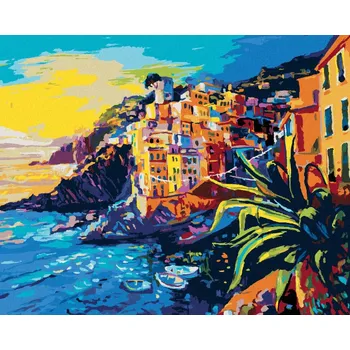 Hračka Diamondi Diamantové malování - LODĚ A STARÉ DOMY NA POBŘEŽÍ Rozměr: 40x50 cm, Rámování: bez rámu a bez vypnutí plátna