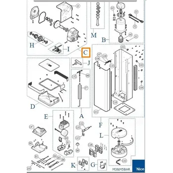 Nice hřídel nouzového odblokování včetně uchycení pro závory M3BAR, M5BAR, M7BAR, LBAR