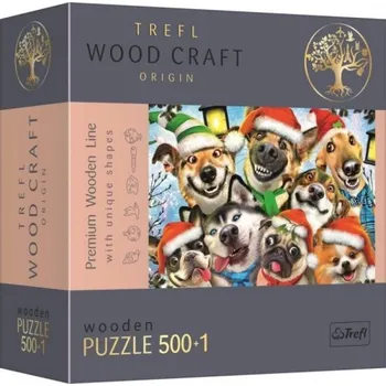 Puzzle Trefl Wood Craft Origin Vánoční psi 501 dílků
