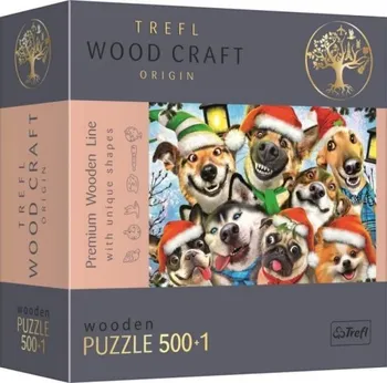Puzzle Trefl Wood Craft Origin Vánoční psi 501 dílků