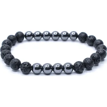Náramek Milujeme Kameny Lávový kámen a hematit - pánský náramek kulička NPK140 364702