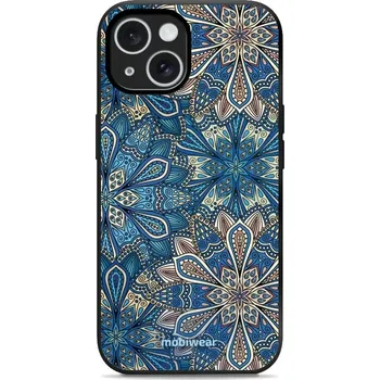 Pouzdro na mobilní telefon Lesklý kryt Mobiwear Glossy - Apple iPhone 15 - G038G - Modré mandala květy (Prémiové lesklé pouzdro, obal, kryt Mobiwear Glossy na mobil Apple iPhone 15 - G038G - Modré mandala květy, materiál Plast + TPU silikon - krytí po všech stranách, neošoupatelný)