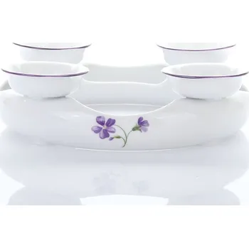 Hmoždíř Český porcelán, a.s., Dubí Svícen adventní pro 4 svíčky, 10 cm, fialky, Český porcelán