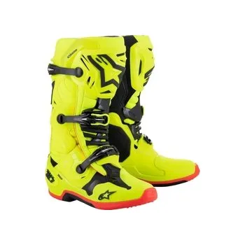 Moto obuv Mx Boty Alpinestars Tech 10 Yellow Flo Black Red Flo, Velikost EU 45,5 US 11