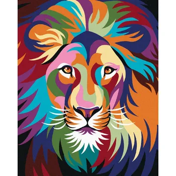 Hračka Diamondi Diamantové malování - BAREVNÝ LEV S HŘÍVOU Rozměr: 40x50 cm, Rámování: bez rámu a bez vypnutí plátna