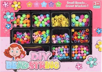 Dětské navlékací korálky DIY Bead String set barevných korálků s provázky 26 x 18,5 x 2,5 cm