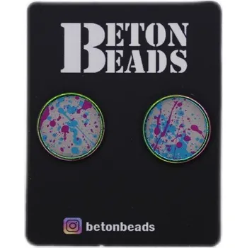 Náušnice Náušnice cákané světlé větší - Betonbeads 0000746