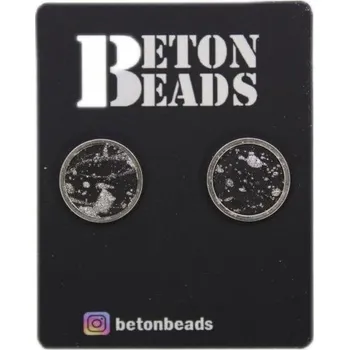 Náušnice Náušnice černo stříbrné - Betonbeads 0000786
