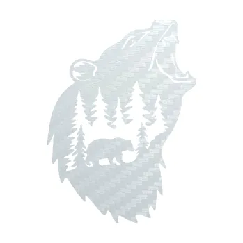 Samolepící dekorace SAMOLEPKA Medvěd 013 pravá s krajinou (51 - 3D karbon bílý) NA AUTO, NÁLEPKA, FÓLIE, POLEP, TUNING, VLASTNÍ TEXT, TISK, AUTOSAMOLEPKY.cz, POLEPY, OBRÁZEK, LOGO, SAMOLEPKY