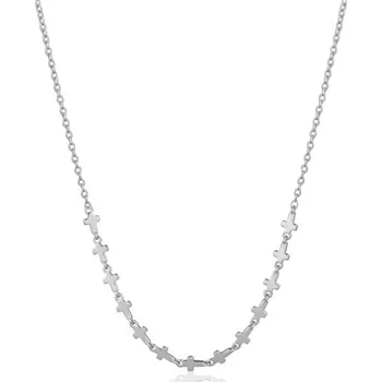 Náhrdelník Dámský stříbrný náhrdelník s křížky STNAH169F