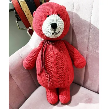 úložný prostor na hračky KUBUdesign | Medvěd pletený velký červený - Kubu design