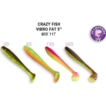 Umělá nástraha Gumová nástraha Crazy Fish Vibro Fat 12cm Mix 117 (4ks)
