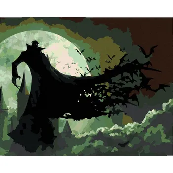 Diamondi Diamantové malování - DRÁKULA STOJÍCÍ NA SKÁLE Rozměr: 40x50 cm, Rámování: bez rámu a bez vypnutí plátna