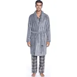 GUASCH Pánský župan JACOB, Šedá, 290 g / m², Polyester 100%, Dlouhý rukáv - vel. L
