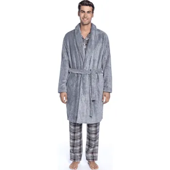 Pánský župan GUASCH Pánský župan JACOB, Šedá, 290 g / m², Polyester 100%, Dlouhý rukáv - vel. L