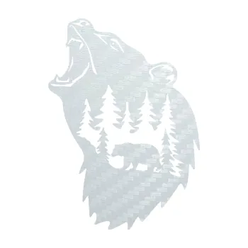 Samolepící dekorace SAMOLEPKA Medvěd 013 levá s krajinou (51 - 3D karbon bílý) NA AUTO, NÁLEPKA, FÓLIE, POLEP, TUNING, VLASTNÍ TEXT, TISK, AUTOSAMOLEPKY.cz, POLEPY, OBRÁZEK, LOGO, SAMOLEPKY