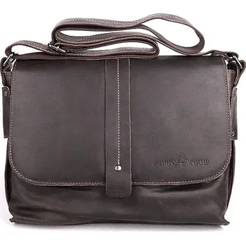 Středně velká kožená pánská crossbody taška GreenWood no. 4956 tmavěhnědá