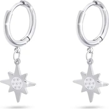 Náušnice biju Náušnice z chirurgické oceli kroužek, visací hvězda se zirkony 1002930