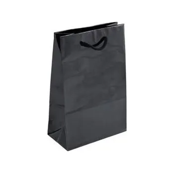 Papírová taška černá Milano 160x80x240 mm LESKLÁ laminace