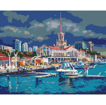Diamondi Diamantové malování - PŘÍSTAV V SOCHI Rozměr: 40x50 cm, Rámování: bez rámu a bez vypnutí plátna