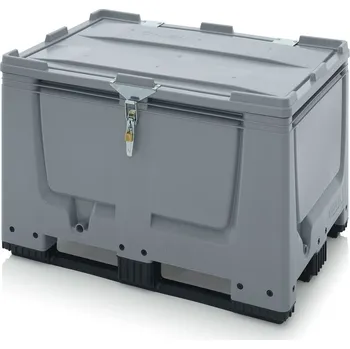 paleta Big boxy s uzamykatelným systémem SA/SV 120 x 80 x 83 cm, 3 ližiny - Stříbrošedá - materiál: 1 A nový materiál HD-PE - BBG 1208K SASV